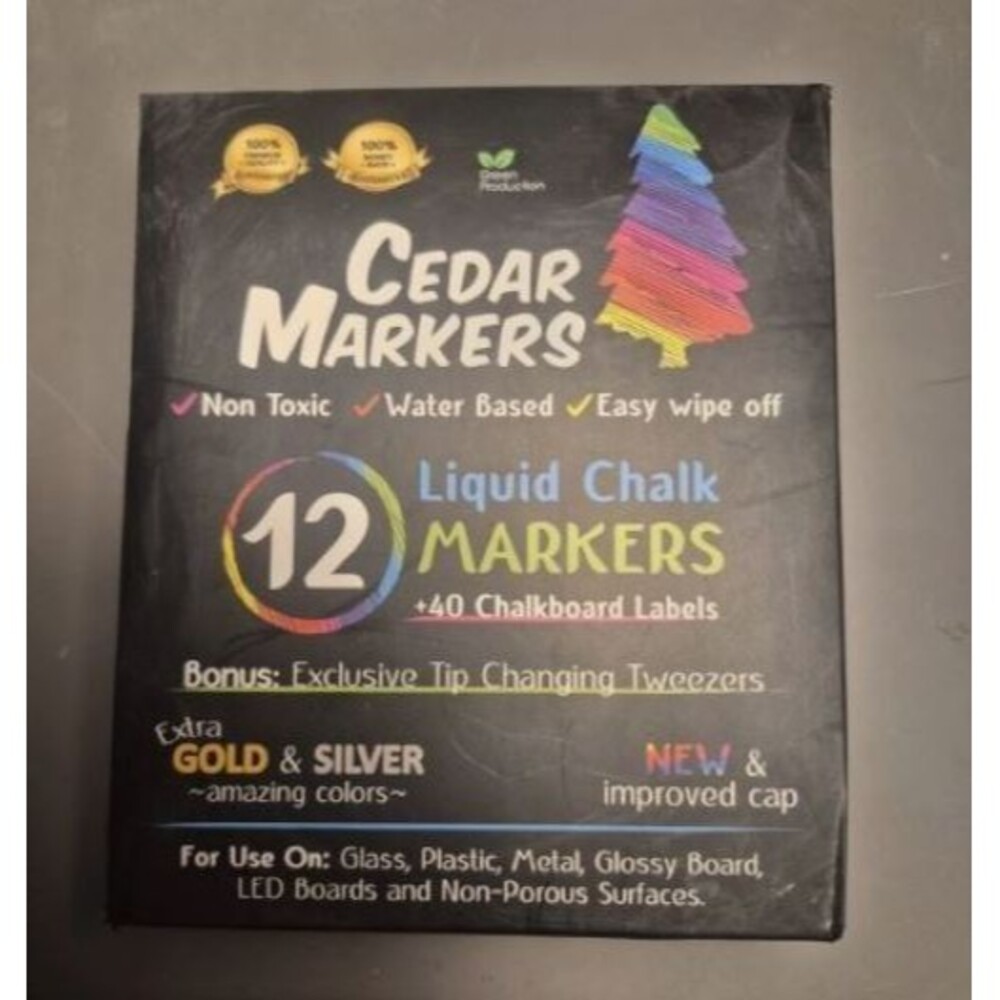 Cedar Markers Liquid Chalk 12 Pack Pens 40 Chalkboard Labels